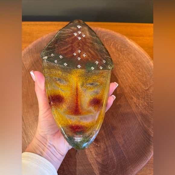 Diane Ferland Unsigned Glass Mask  10x6 Vintage Glass Collectible - Picture 6 of 10